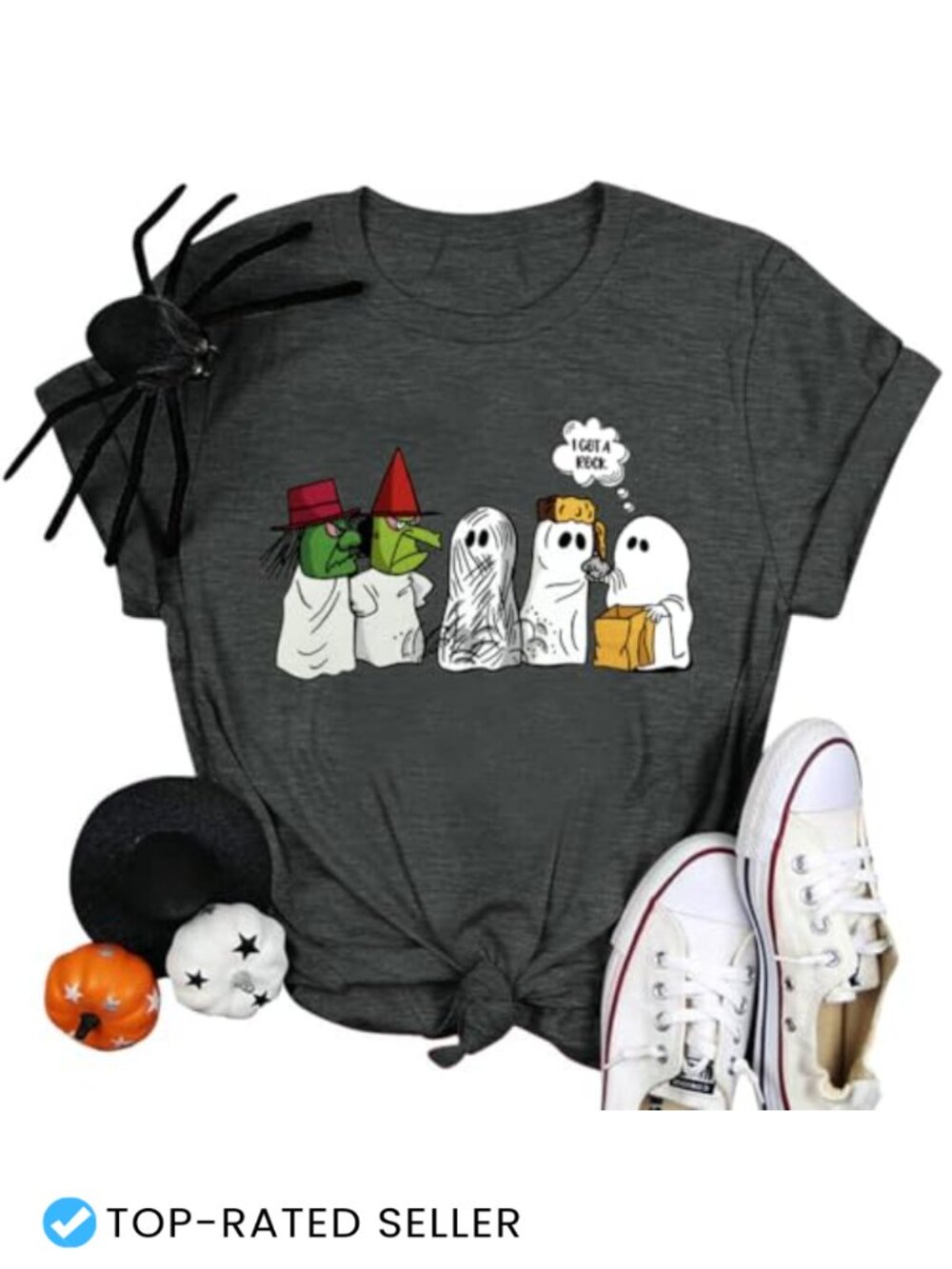 Funny Halloween Ghost I Got a Rock Crew Neck T-Shirt